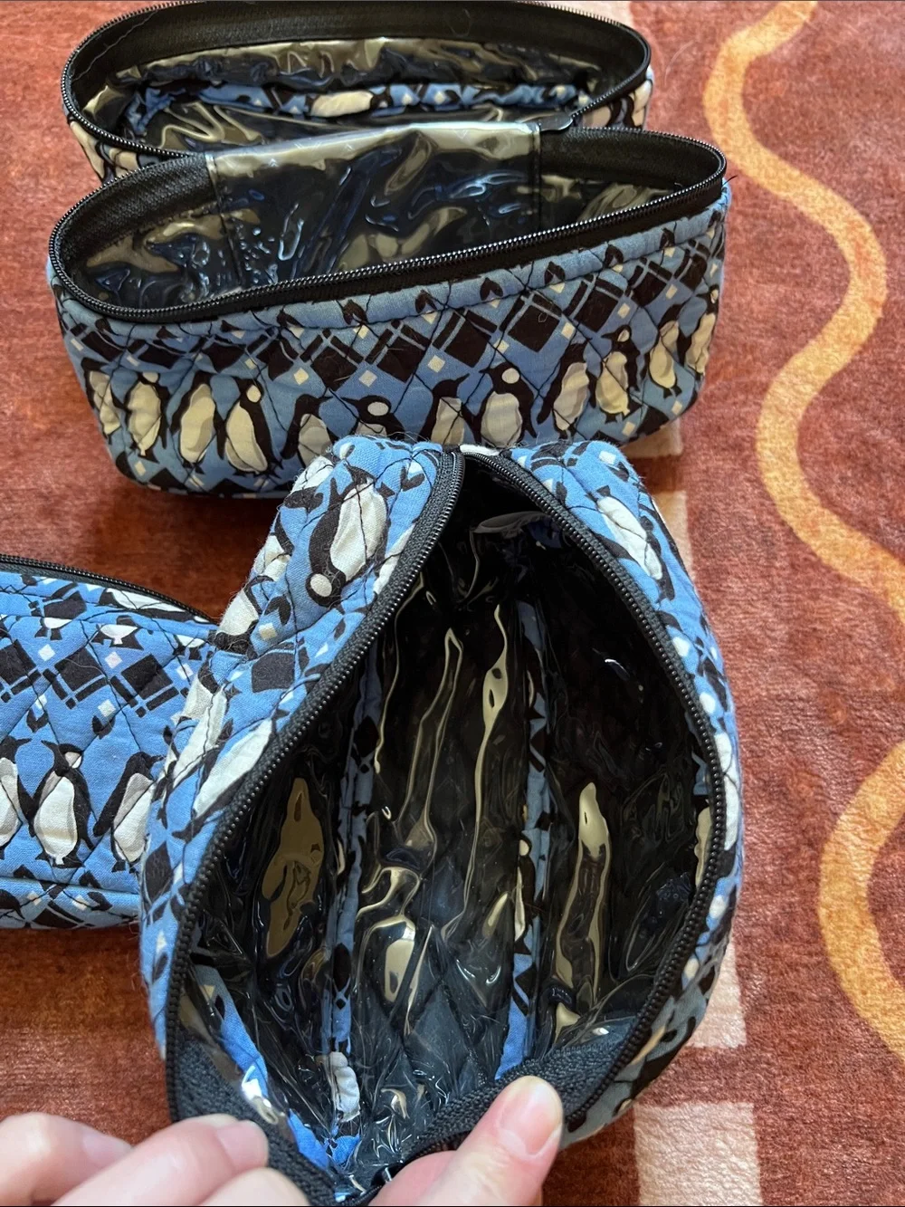 Vera Bradley Penguin Clear Tote with Matching Cosmetic Bags